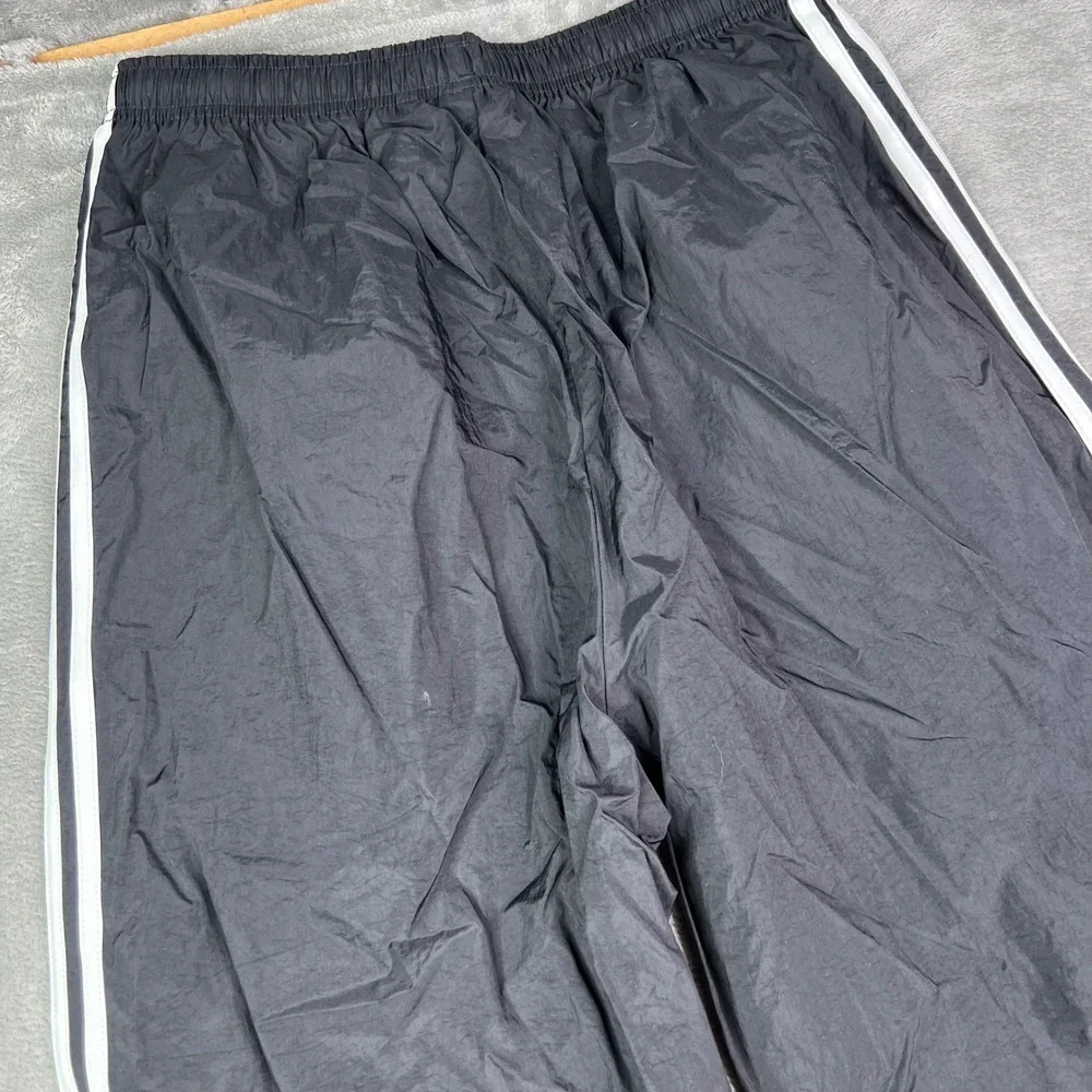 VTG Adidas Track Pants Mens Large Black Striped Nylon Ankle Zip Athletic Warmup